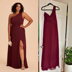 Birde Grey Maroon Kira One-Shoulder Bridesmaid Dress Size XL - Extra Large
